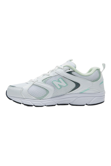 Sporline New Balance ML408MG beyaz ve yeşil detaylı unisex spor ayakkabı, sentetik file yüzeyli günlük model
