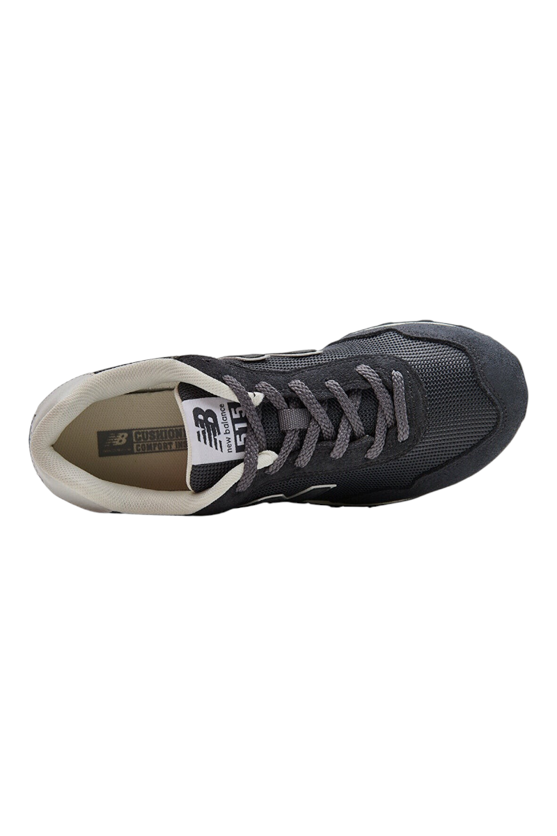 Sporline New Balance ML515DGR gri renkli, file ve süet detaylı, bağcıklı retro tarz erkek spor ayakkabı üstten görünüm