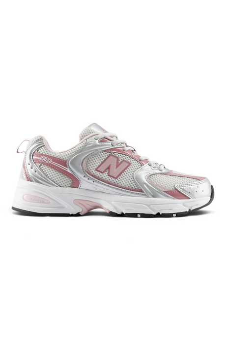 Sporline New Balance U53022Q gri ve pembe detaylı, file yüzeyli, düz tabanlı unisex spor ayakkabı