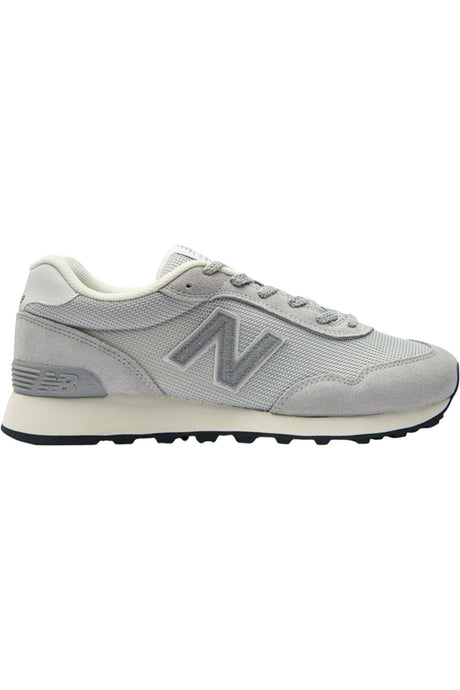 Sporline New Balance ML515GGR erkek spor ayakkabı, beyaz ve gri renkli file, sentetik ve naylon retro tasarım.