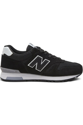 Sporline New Balance ML565BLK siyah deri ve tekstil erkek spor ayakkabı, yan profil görünümü