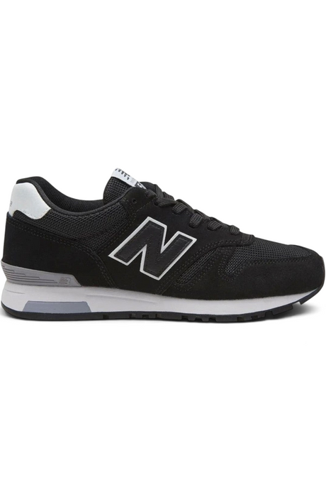 Sporline New Balance ML565BLK siyah deri ve tekstil erkek spor ayakkabı, yan profil görünümü