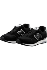 Sporline New Balance ML565BLK siyah deri ve tekstil erkek spor ayakkabı, bağcıklı tasarım ve kauçuk taban