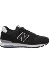 Sporline New Balance ML565BLK siyah deri ve tekstil detaylı erkek spor ayakkabı, kauçuk tabanlı günlük model