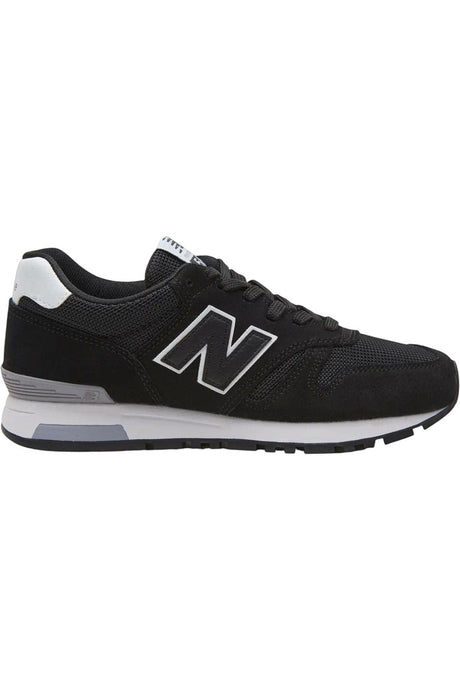 Sporline New Balance ML565BLK siyah deri ve tekstil detaylı erkek spor ayakkabı, kauçuk tabanlı günlük model