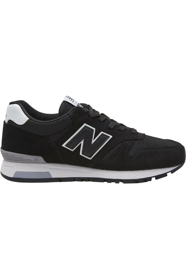 Sporline New Balance ML565BLK siyah deri ve tekstil detaylı erkek spor ayakkabı, kauçuk tabanlı günlük model