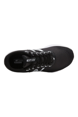Sporline New Balance M411BK2 siyah erkek spor ayakkabı, üstten görünüm, nefes alabilir file yüzeyli koşu ayakkabısı