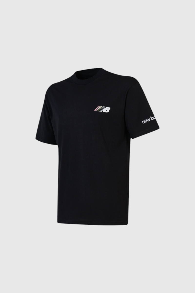 Sporline New Balance siyah renkli, %100 pamuklu, bisiklet yaka, kısa kollu erkek t-shirt