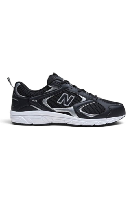 Sporline New Balance ML408BS unisex siyah spor ayakkabı, yan profil görünümü, file ve deri detaylı tasarım
