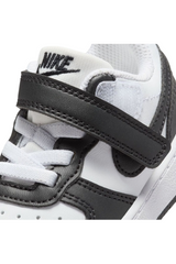 Sporline Nike Court Borough Low Recraft bebek spor ayakkabısı, beyaz ve siyah renkli, cırt cırtlı bant detaylı