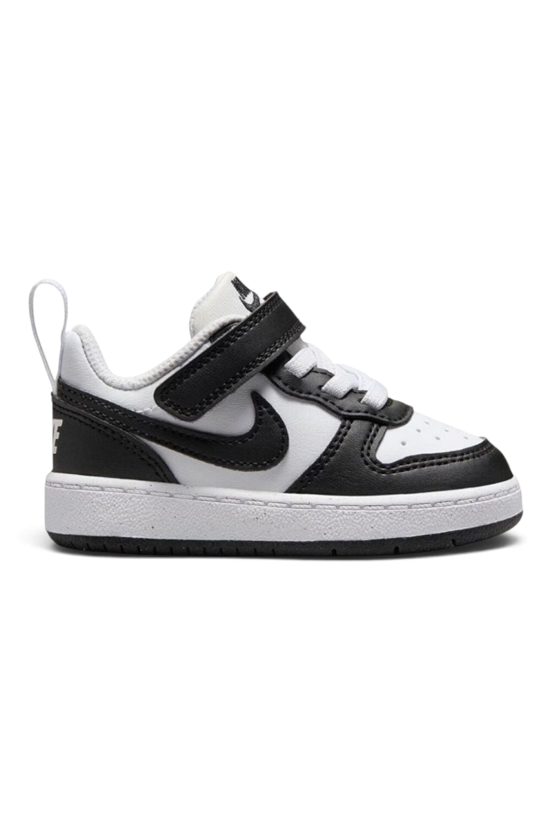 Sporline Nike Court Borough Low Recraft bebek spor ayakkabısı, beyaz ve siyah renkli, cırt cırtlı günlük model