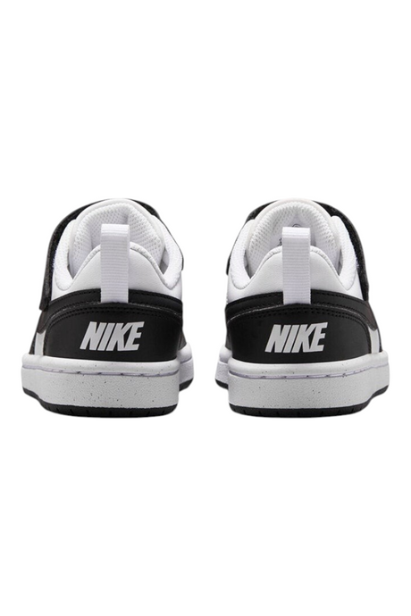 Sporline Nike Court Borough Low Recraft çocuk günlük ayakkabı, beyaz ve siyah renkli, arka topuk görünümü
