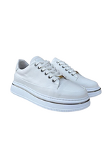 Sporline Pierre Cardin beyaz deri erkek sneaker ayakkabı, kalın tabanlı ve modern tasarımlı günlük spor ayakkabı.