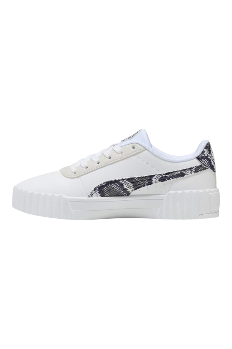 Sporline Puma Carina 3.0 Snake Chic beyaz ve altın detaylı yılan derisi desenli kadın sneaker ayakkabı