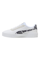 Sporline Puma Carina 3.0 Snake Chic beyaz ve altın detaylı yılan derisi desenli kadın sneaker ayakkabı