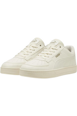 Sporline Puma Caven 2.0 kırık beyaz unisex sneaker, yan kısımlarında altın rengi Puma logolu şık günlük spor ayakkabı