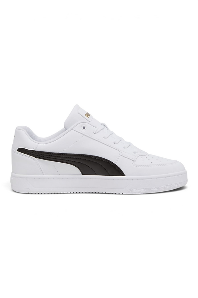 Sporline Puma Caven unisex beyaz ve altın detaylı elastan spor ayakkabı yan görünüm