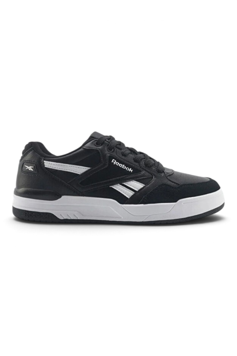 Sporline Reebok Andy Pose siyah erkek sneaker, tekstil malzemeden üretilmiş beyaz tabanlı spor ayakkabı.