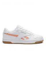 Sporline Reebok Match Prime V2 kadın sneaker, beyaz suni deri yüzeyli ve yan kısımları şeftali tonlarında detaylı