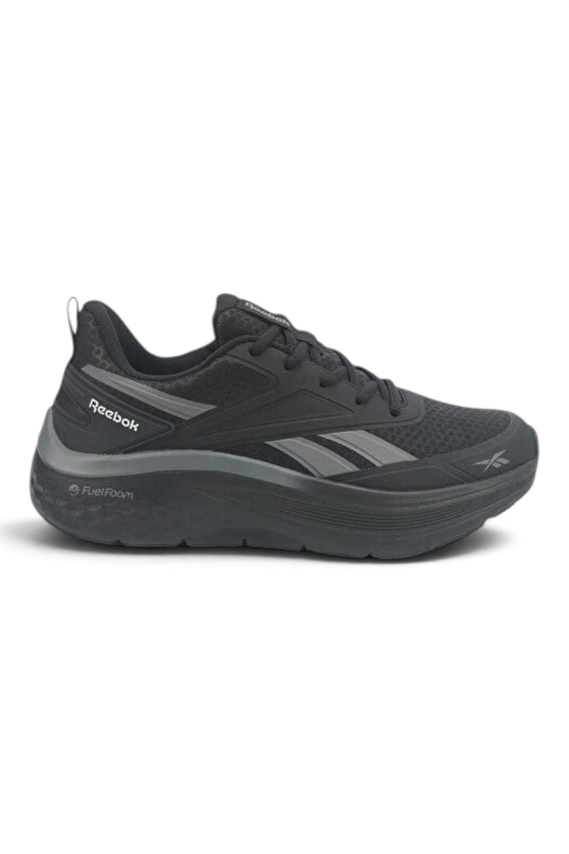 Sporline Reebok Prime Walk Ultra II siyah kadın tekstil yürüyüş ayakkabısı, yan profil görünümü.