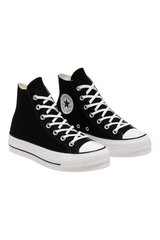 Sporline siyah beyaz kanvas Converse Chuck Taylor All Star Lift platform yüksek tabanlı bağcıklı spor ayakkabı