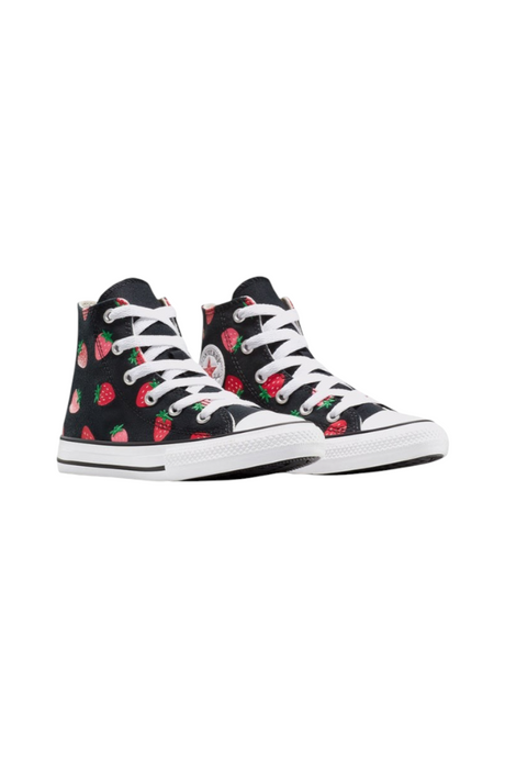 Sporline siyah çilek desenli Converse Chuck Taylor All Star yüksek bilekli kanvas spor ayakkabı