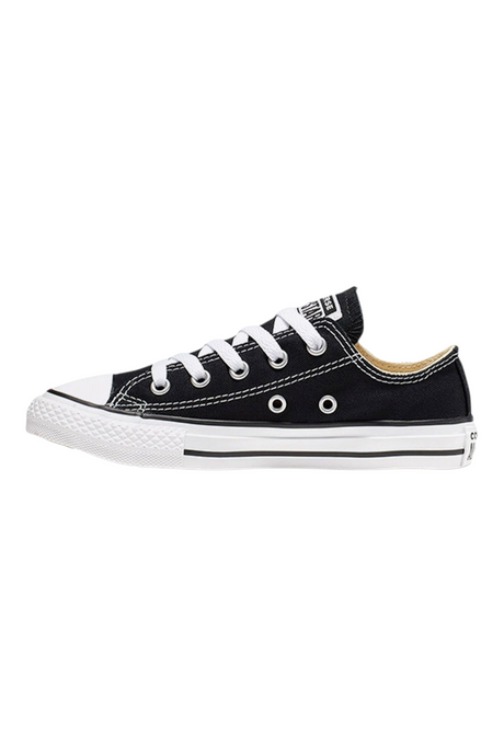 Sporline siyah kanvas Converse Chuck Taylor All Star çocuk spor ayakkabısı, beyaz bağcıklı ve ikonik tabanlı