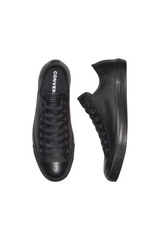 Sporline marka siyah deri Converse Chuck Taylor All Star kadın sneaker ayakkabı üst ve yan görünüm