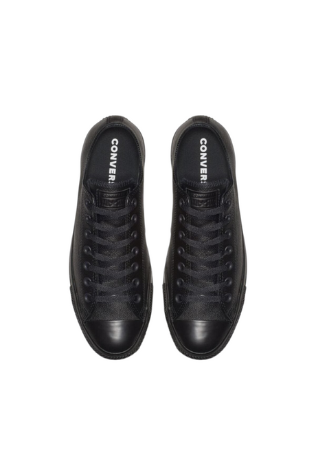 Sporline marka siyah deri Converse Chuck Taylor All Star kadın sneaker ayakkabı üstten görünüm