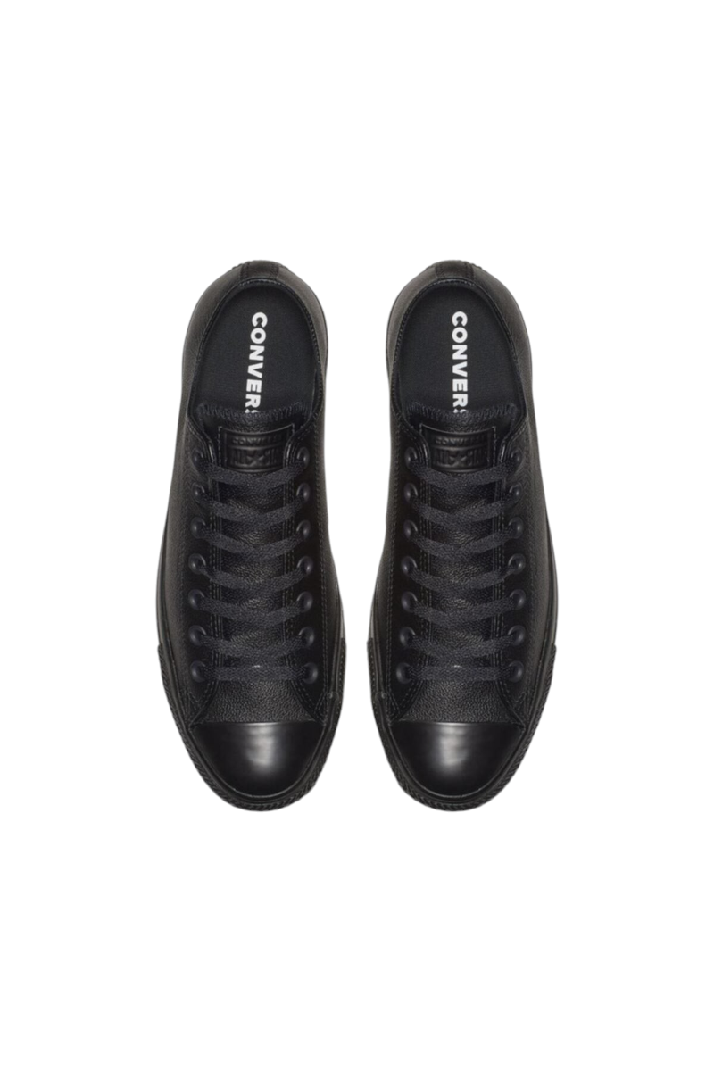 Sporline marka siyah deri Converse Chuck Taylor All Star kadın sneaker ayakkabı üstten görünüm