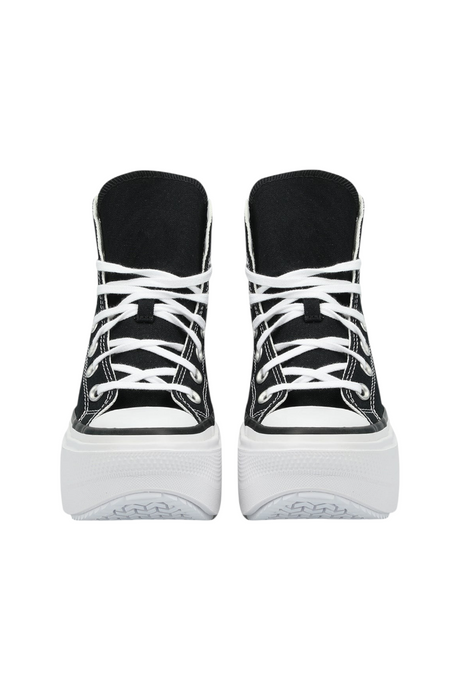Sporline siyah renkli, beyaz kalın tabanlı, bağcıklı Converse Chuck Taylor All Star Lift kadın spor ayakkabı