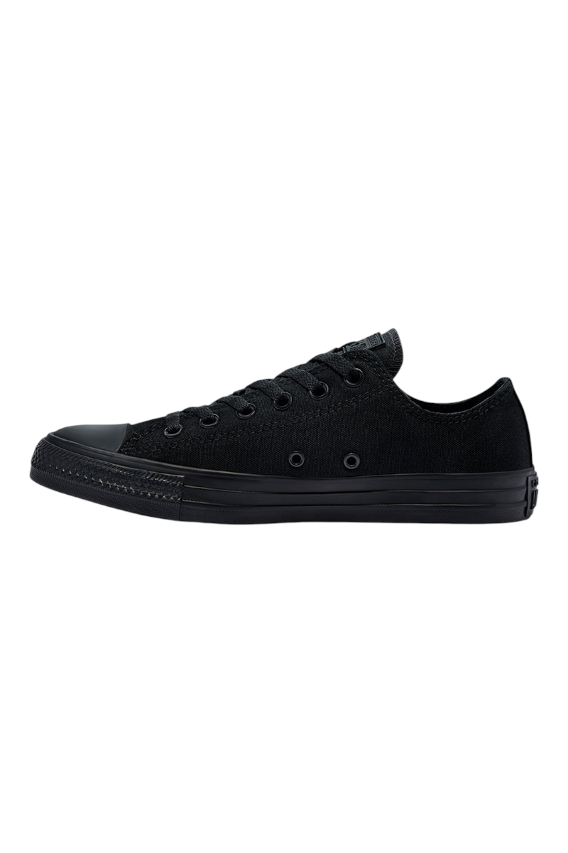 Sporline marka siyah kanvas Converse Chuck Taylor All Star unisex spor ayakkabı, yan profil görünümü