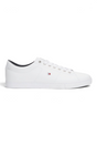 Sporline Tommy Hilfiger beyaz deri erkek sneaker ayakkabı, yan tarafında ikonik logo detayı ile