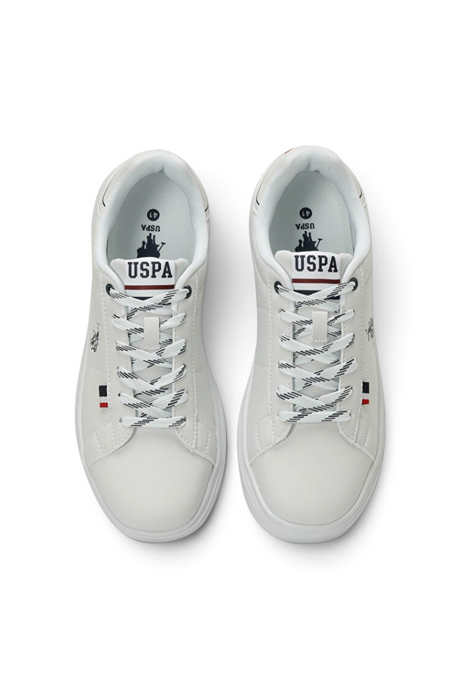 Sporline U.S. Polo Assn. erkek beyaz suni deri sneaker, üstten görünüm