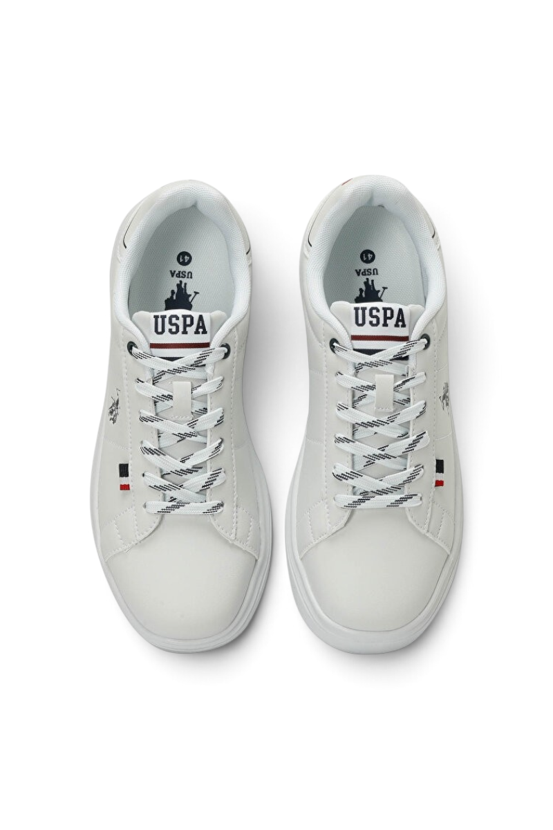 Sporline U.S. Polo Assn. erkek beyaz suni deri sneaker, üstten görünüm