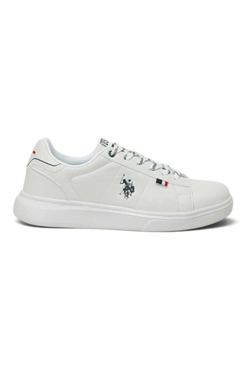 Sporline U.S. Polo Assn. erkek beyaz suni deri sneaker, yan profil görünümü