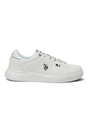 Sporline U.S. Polo Assn. erkek beyaz suni deri sneaker, yan profil görünümü