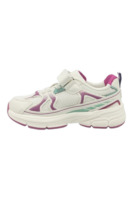 Sporline U.S. Polo Assn. beyaz ve pembe detaylı, mesh ve PU malzemeden üretilmiş çocuk sneaker ayakkabı