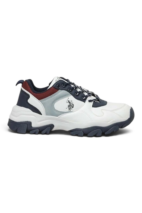 Sporline U.S. Polo Assn. beyaz ve mavi detaylı, tekstil malzemeden üretilmiş kadın sneaker ayakkabı
