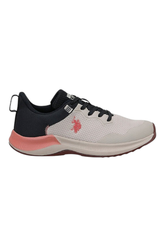 Sporline U.S. Polo Assn. pudra pembe ve siyah renkli, tekstil malzemeden üretilmiş kadın spor ayakkabı