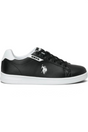Sporline U.S. Polo Assn. siyah beyaz erkek sneaker, yan profil görünümü ve ikonik logo detaylı günlük spor ayakkabı.