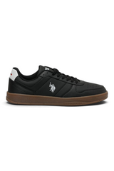 Sporline U.S. Polo Assn. siyah erkek sneaker, PVC ve PU malzemeden üretilmiş, yan kısmında logo detaylı spor ayakkabı.