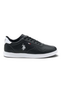 Sporline U.S. Polo Assn. siyah erkek sneaker, %100 PU deri görünümlü günlük spor ayakkabı