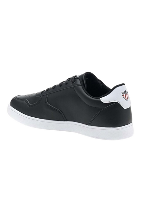 Sporline U.S. Polo Assn. siyah PU erkek sneaker, beyaz tabanlı ve topuk detaylı günlük spor ayakkabı