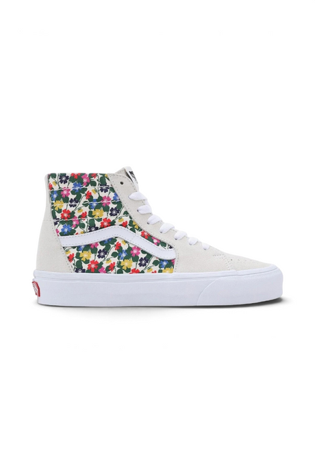 Sporline Vans VN0A5KRUWHT1 unisex bej ve beyaz renkli, çiçek desenli yüksek bilekli sneaker ayakkabı