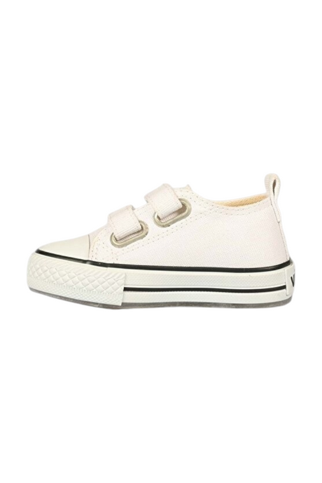 Sporline Vicco beyaz deri ve tekstil çocuk sneaker, cırt cırtlı tasarım ve kauçuk taban detaylı