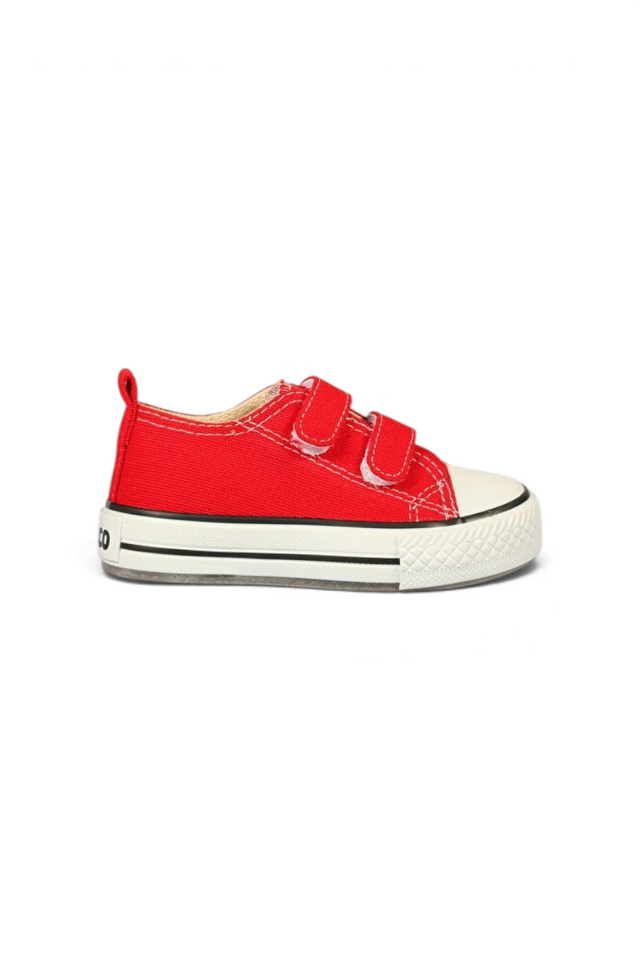 Sporline Vicco kırmızı renkli, cırt cırtlı, deri ve tekstil detaylı çocuk sneaker ayakkabı