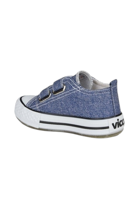 Sporline Vicco kot mavisi deri ve tekstil çocuk sneaker, cırt cırtlı tasarım ve beyaz taban detayı ile.