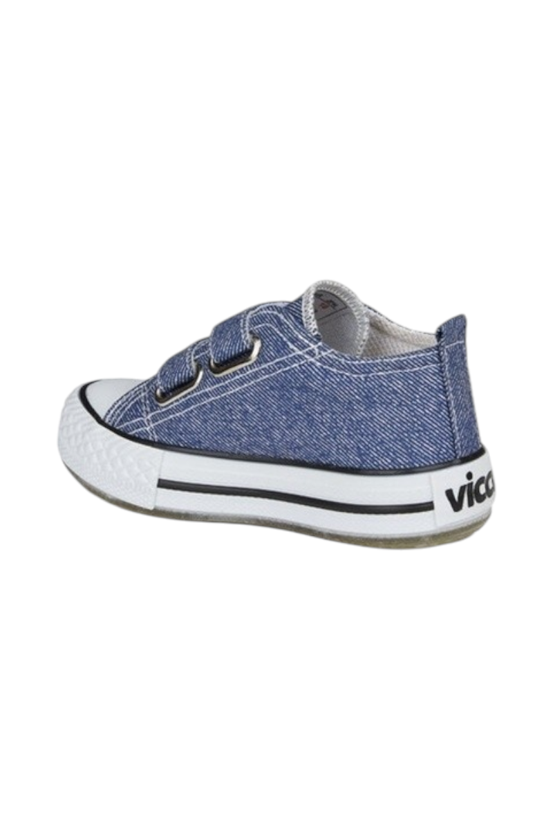 Sporline Vicco kot mavisi deri ve tekstil çocuk sneaker, cırt cırtlı tasarım ve beyaz taban detayı ile.