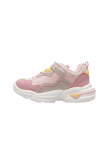 Sporline Vicco pudra pembe suni deri çocuk sneaker, cırt cırtlı tasarım ve kalın beyaz taban detayı ile.